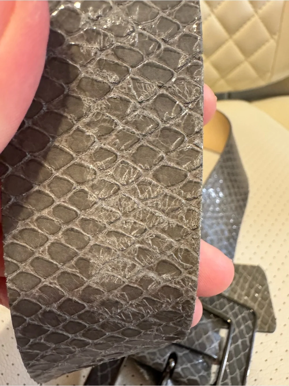 Banana Republic Genuine Leather Reptile Embossed Belt Gray XS